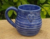 Cuddle mug coffee tea cup hand thrown in stoneware ceramic pottery heart