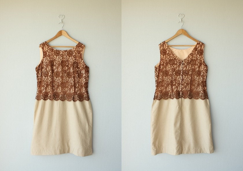 60s cocktail dress / 1960s dress / 60s lace dress / plus size dress 1960s / shift dress 60s - size xl , plus size