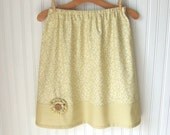 Women's Cotton Skirt - Size 10 Floral Pale Celery Green and Cream Spring and Summer Skirt