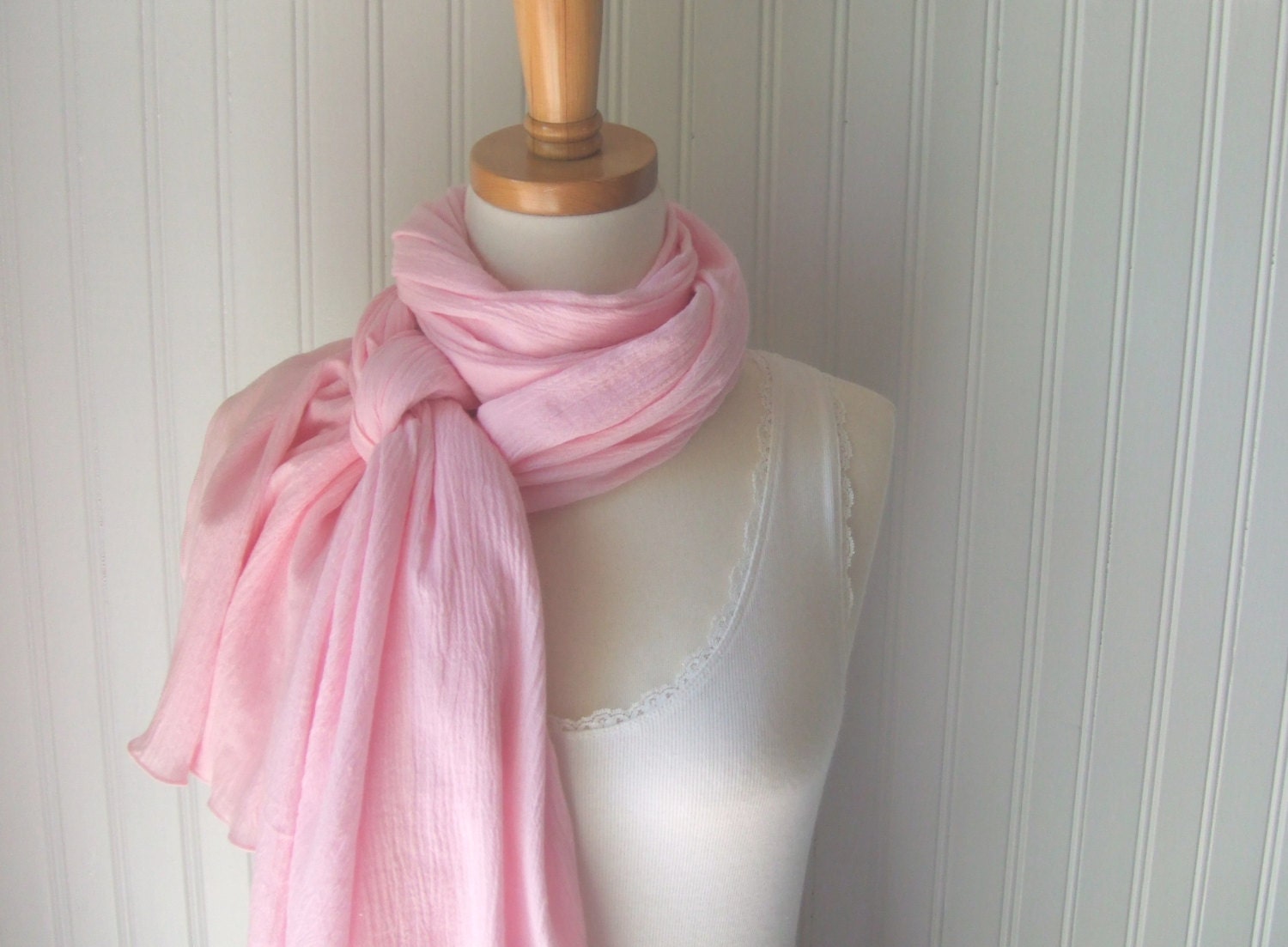 Cotton Gauze Scarf in Petal Pink - Spring and Summer Fashion - Light Pink Pale Pink