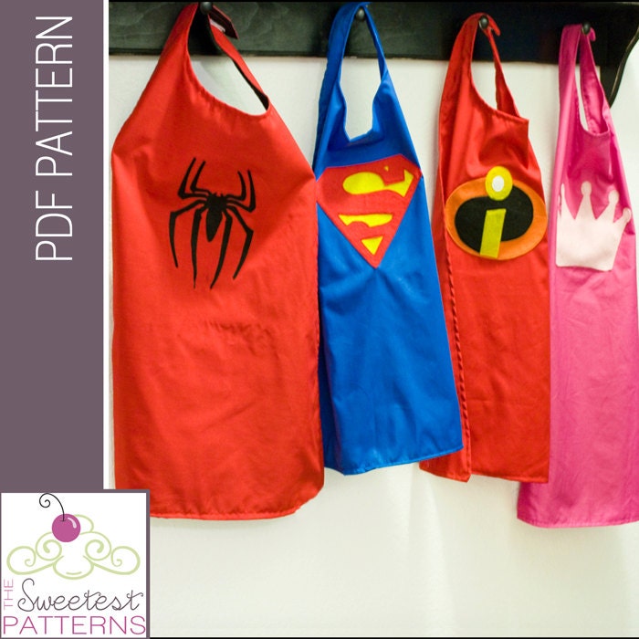 Super Hero Cape and Mask Sewing Pattern/Tutorial PDF from The Sweetest Patterns - Instant Download Pattern