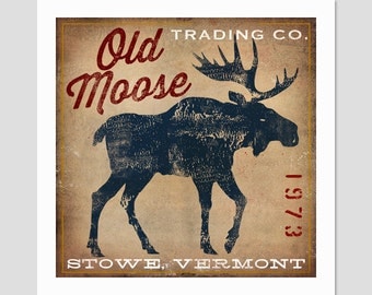 Custom Personalized OLD MOOSE Trading Co. giclee print 12 x 12 inches SIGNED