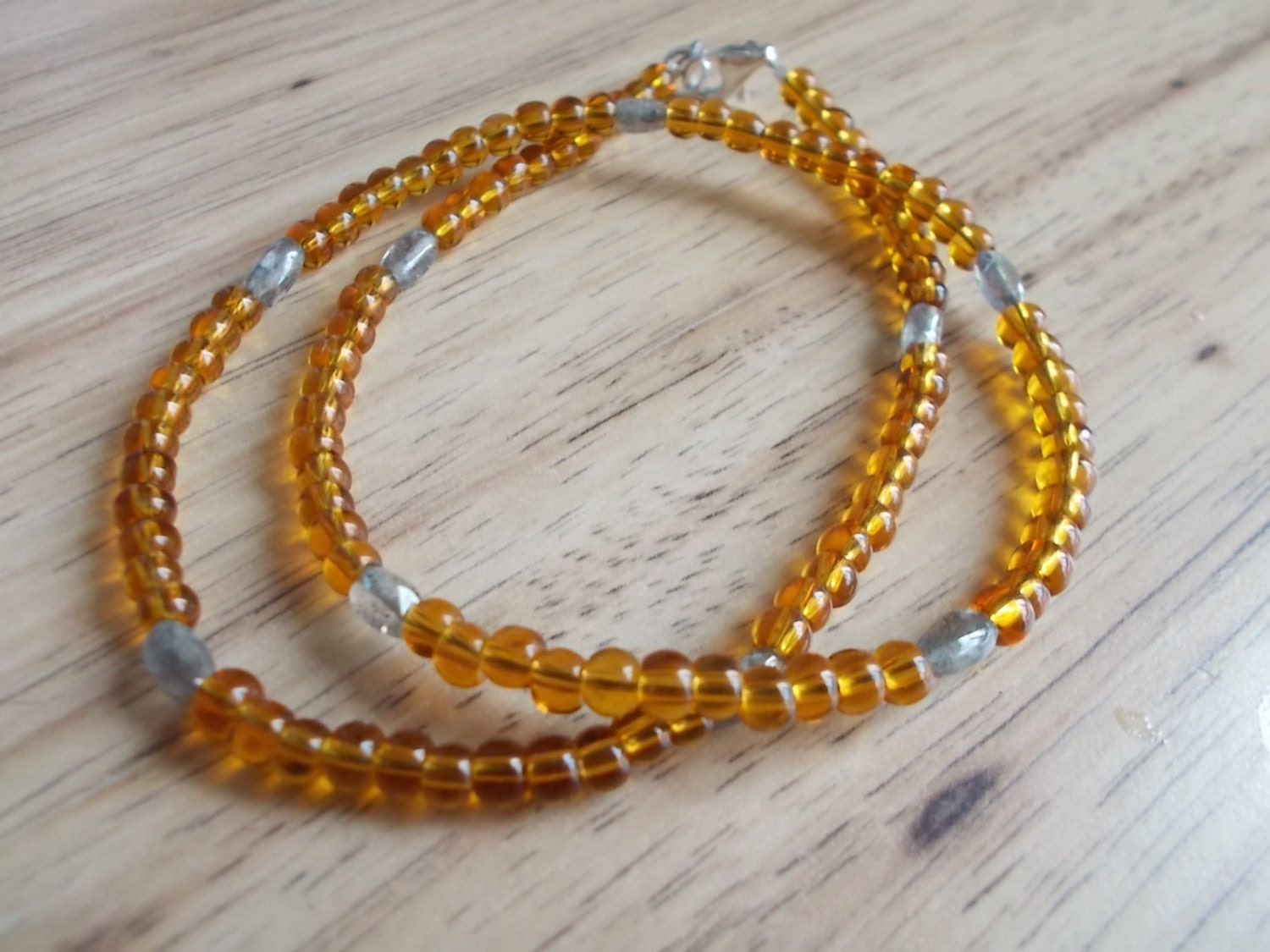 Harmonizing Labradorite and Amber Necklace, Reiki Charged for Inflammation and Pain Relief, 17"