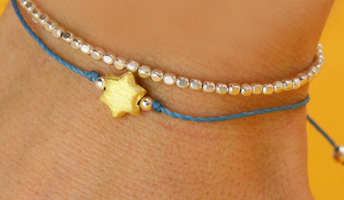 Sterling silver vermeil gold star bracelet