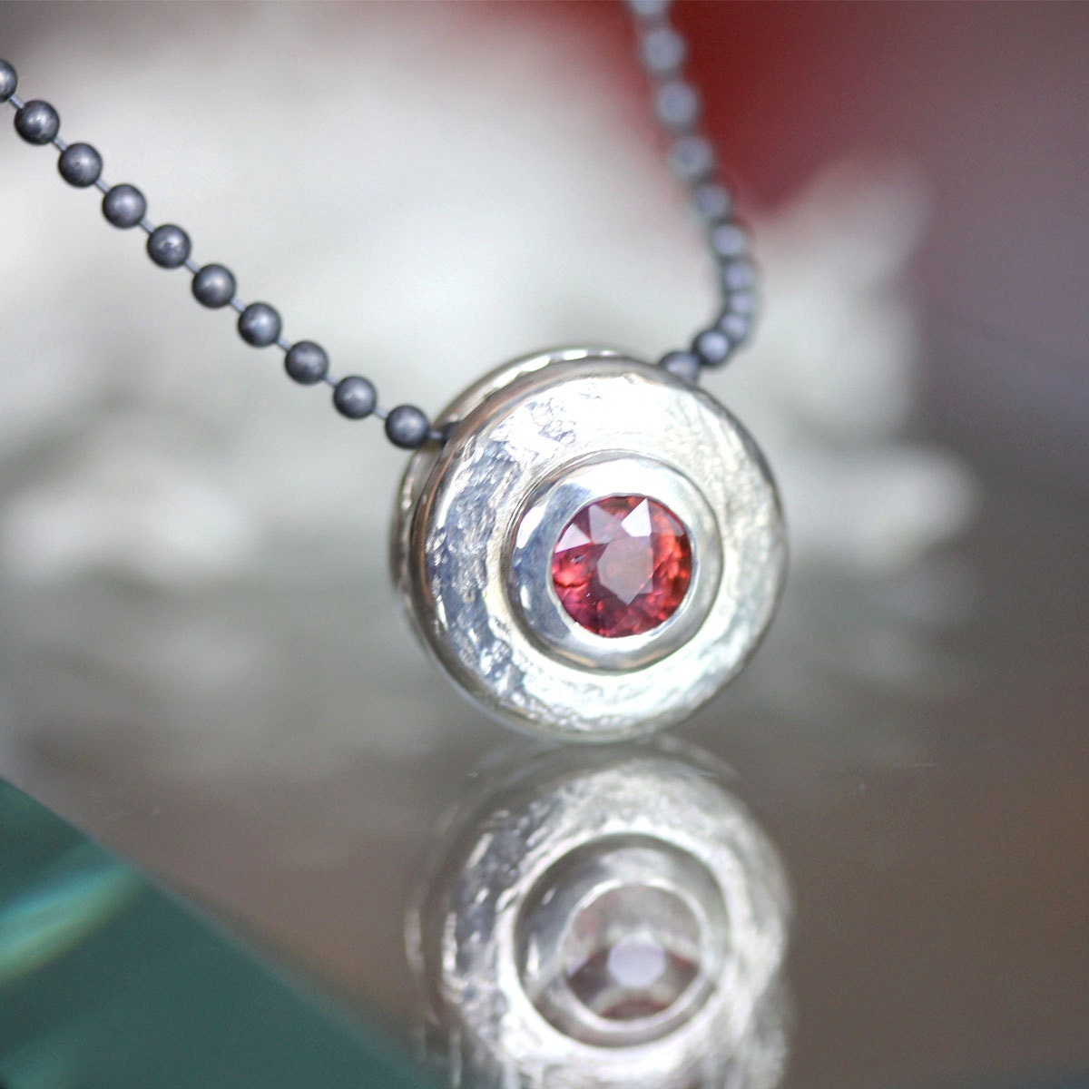 Padparadsha Sapphire Halo Necklace - Ready To Ship