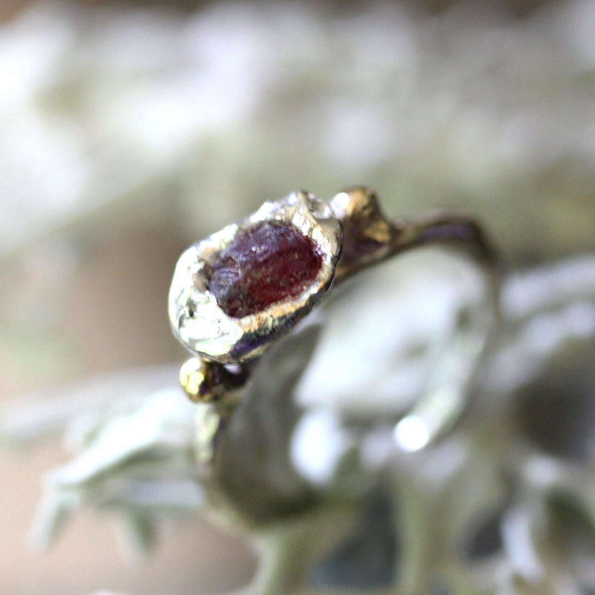 Raw Ruby In Recycled No Nickel / Nickel Free Sterling Silver Ring (B) - Ready To Ship