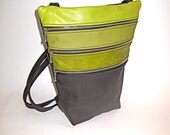 Lime Leather Shoulder/Cross Body Travel Bag-THE EMMA with 4 separate pockets