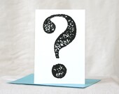 GRADUATION CARD - Question Mark, Birthday Card, Retirement Card, Going Away, Miss You, Raw Art Letterpress, Greeting Card, Note Card