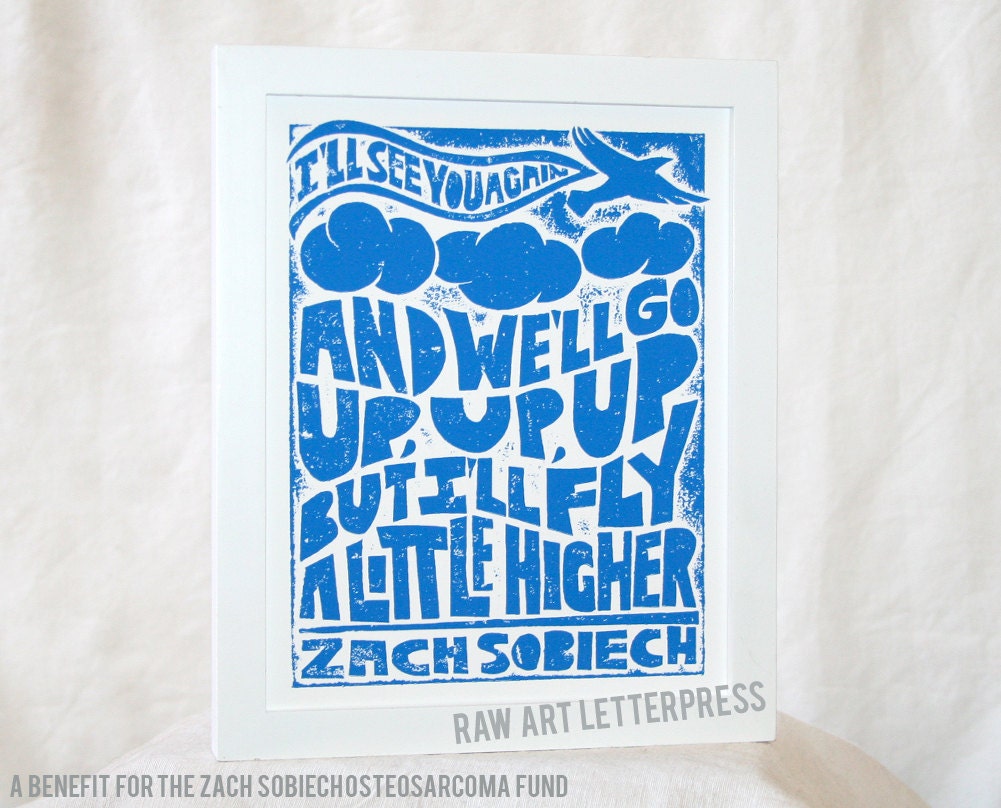 Zach Sobiech, CLOUDS, Raw Art Letterpress, Zach Sobiech Osteosarcoma Fund Benefit