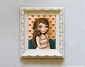art print big eye Girl Squirrel girls room decor childrens wall art - 8x11 on somerset velvet - Woodland fairytale art by Marisol Spoon