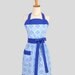 Womens Bib Full Apron / Classic Handmade Retro Kitchen Apron Features Moda Spa in Delft Blue Beautiful Apron