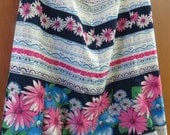 Flowy 1980s Pink/Blue Floral Skirt