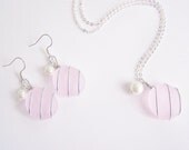 Seaglass Bridesmaids sets - Pink Necklace - Glass Pearl - Other Colors Available - Earrings available - Weddings - affordable - seaside