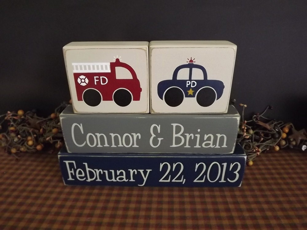 Twins Custom Personalized primitive wood blocks