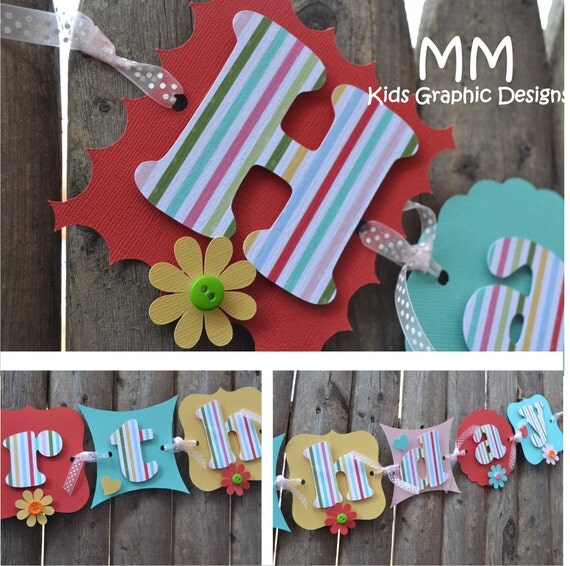 Personalized Colorful Happy Birthday Banner Il_570xn