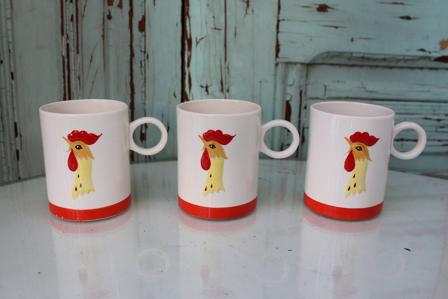 Vintage Rooster Mug - Coffee - Tea - Cup Set - Holt Howard 1960s - Chicken