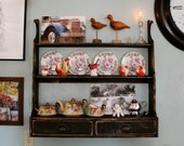 Wood - Wooden Shelf - Hanging Cupboard - Rustic Primitive - Distressed Furniture - Kitchen Decor