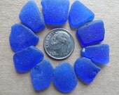 Genuine Pure Beach Sea Glass Royal Cobalt Blue Surf Tumbled Nearly Flawless Rare 10 pcs A4