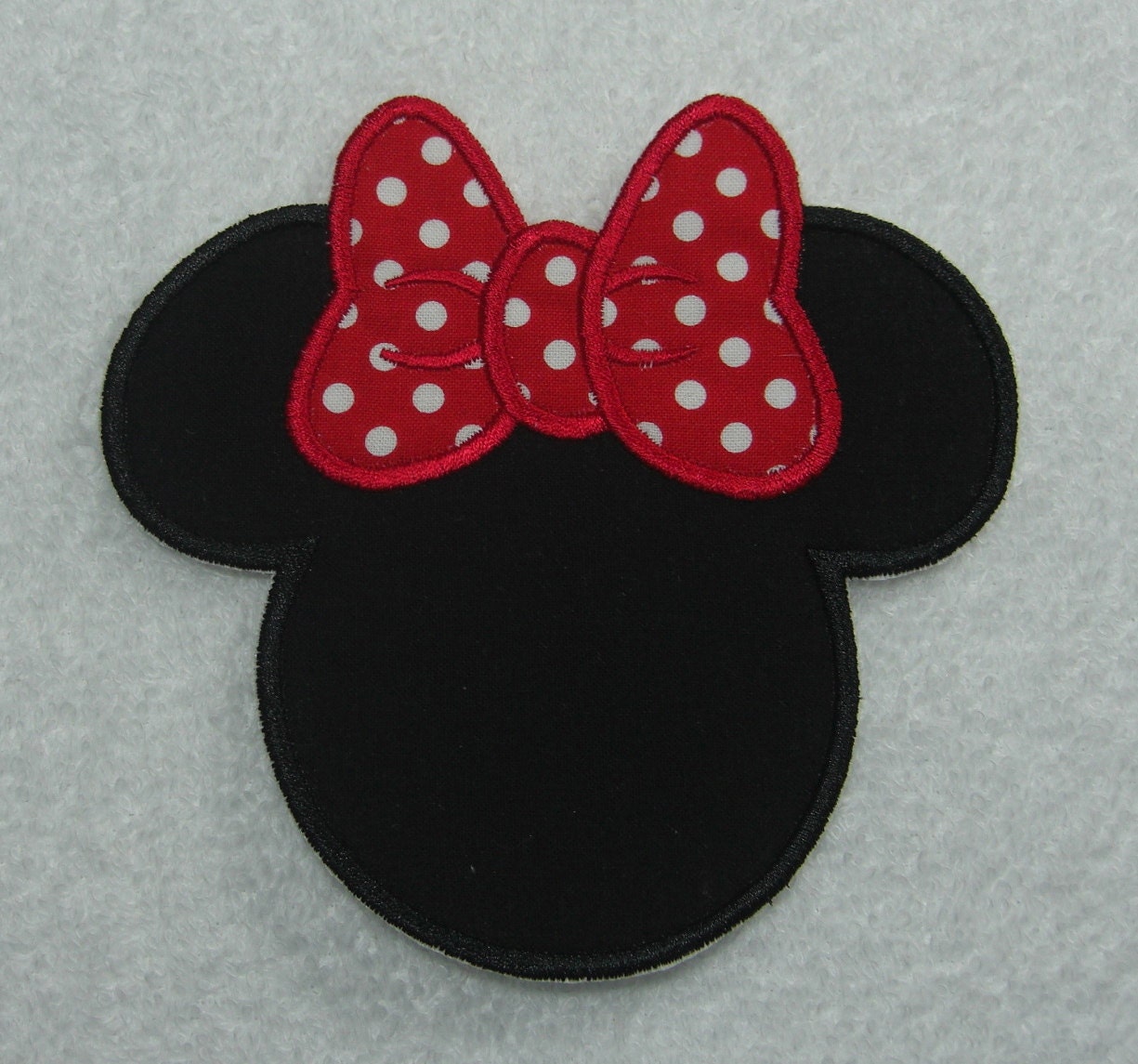Miss Mouse Silhouette (large) Fabric Embroidered Iron On Applique Patch