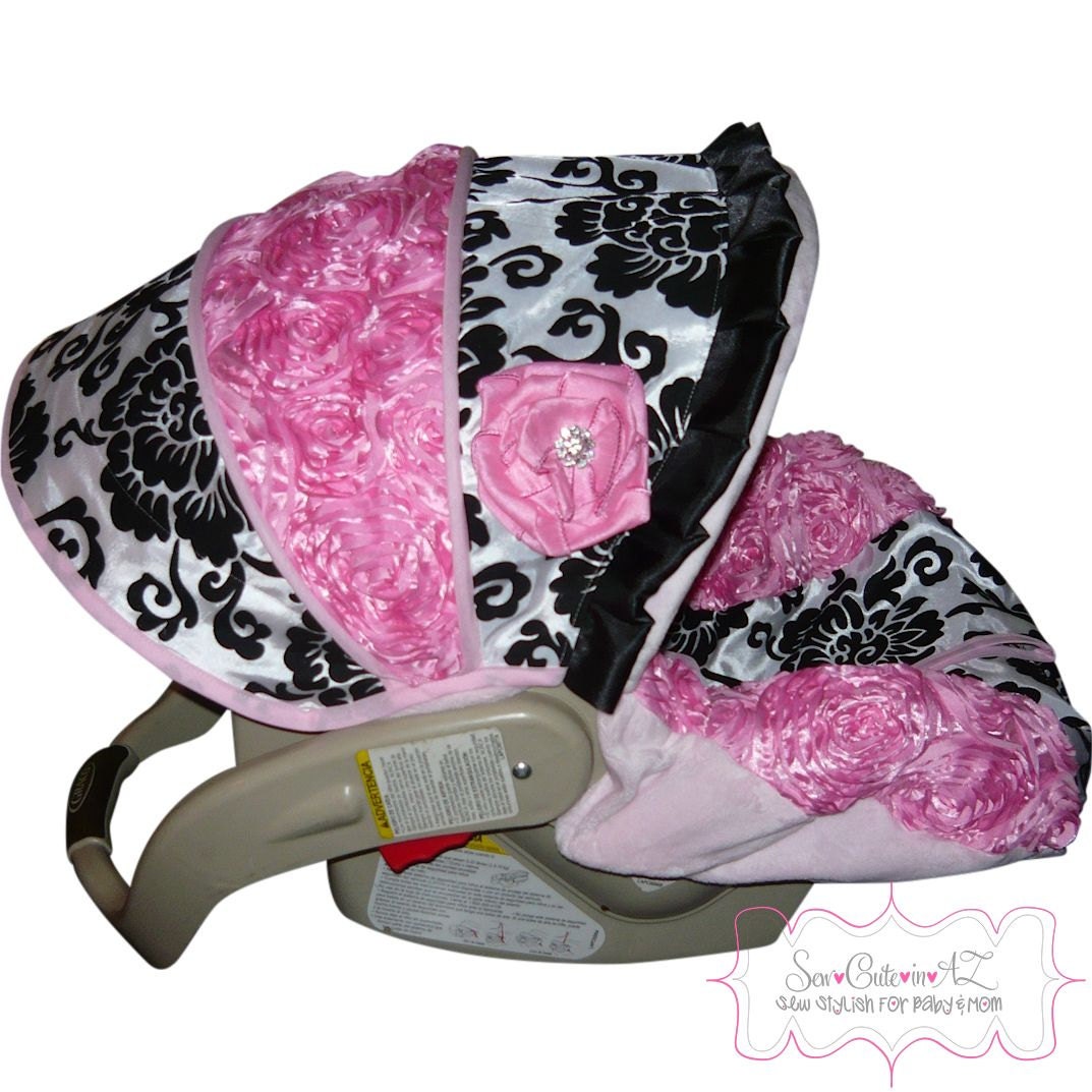 Super Boutique Rose with Damask Infant Car Seat Cover
