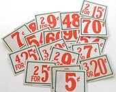 Vintage Store Price Tags, 1940s, Lot of 20 in good condition