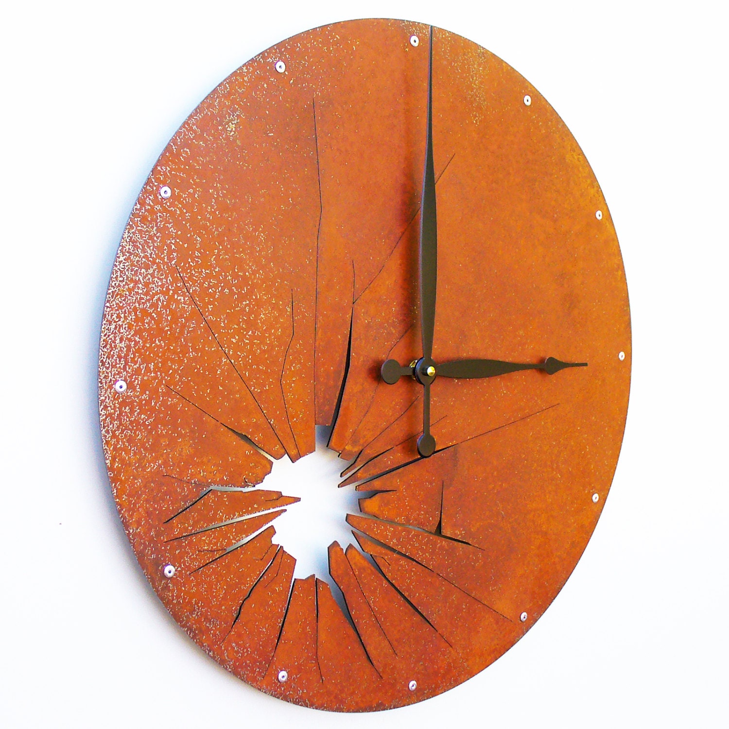 Shattered Metal Wall Clock I (Extra Large Rusted) - All15Designs