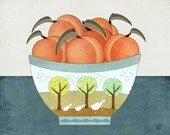 Folk Art Collage "Peachy" Digital Art Print 10 x 8