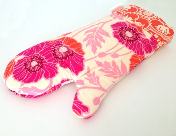 Oven Mitt - Womens - Poppy - Orange and Pink