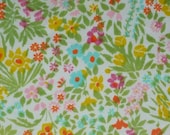 vintage sheet fabric fat quarter (wildflower thicket fuchsia aqua orange)