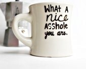 Funny Mug coffee cup diner mug black white mature hand painted