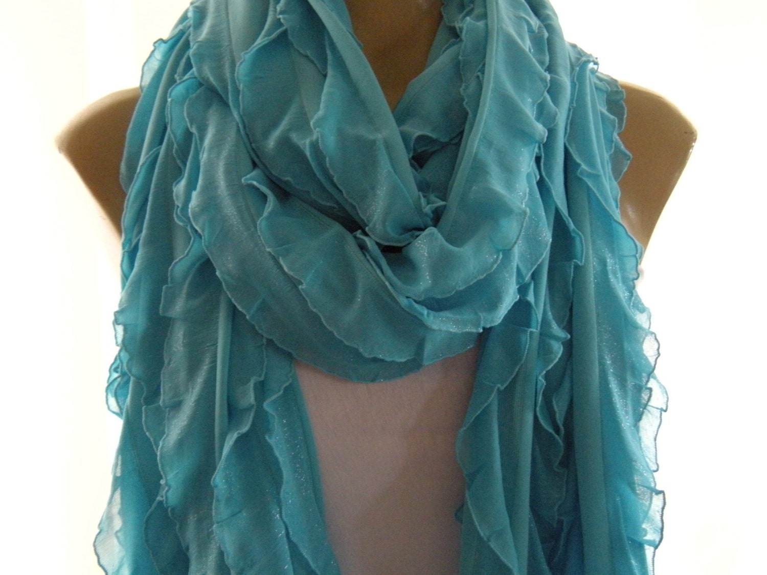 Flamenco Superstar....Shimmery Caribbean  Blue...Tube scarf...Super long...Introductory price
