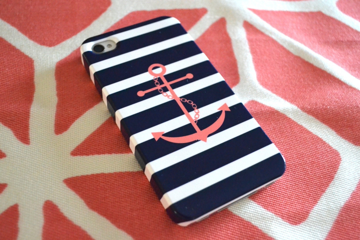 Monogrammed Anchor & Stripes iPhone Cover