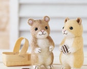DIY handmade Japanese Felt Wool 2 Hamsters Friends Doll Kit Packages