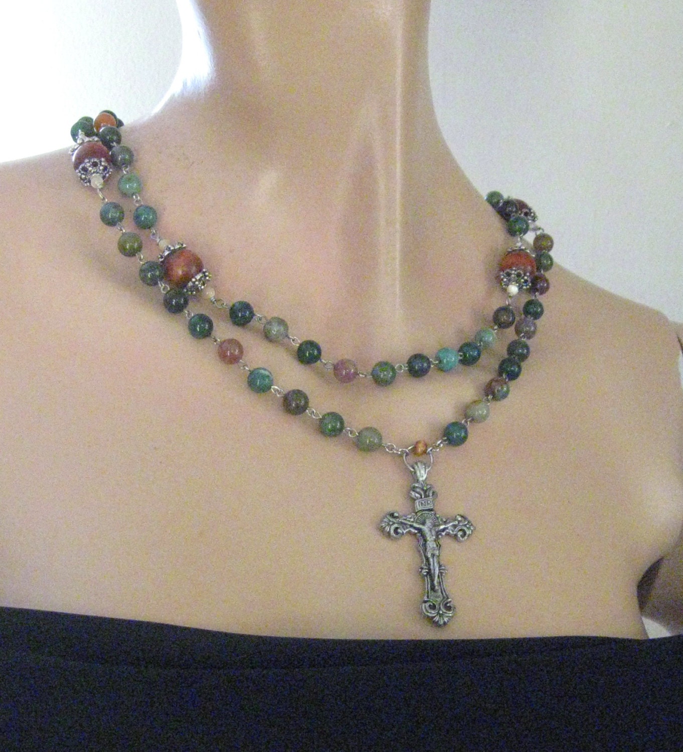 Jasper Rosary Necklace-Free Ship