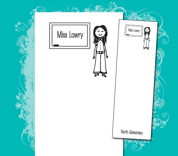 Personalized Teacher Notepad w/ Stick Figure