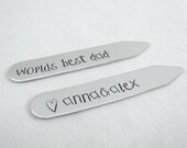 SALE -Personalized Collar Stays - Aluminum Collar Stays - Gifts for Dad - Fathers Day Gift - Wedding - Custom