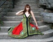 Vintage Indian HALTER Dress - Free Size - Handkerchief Hem