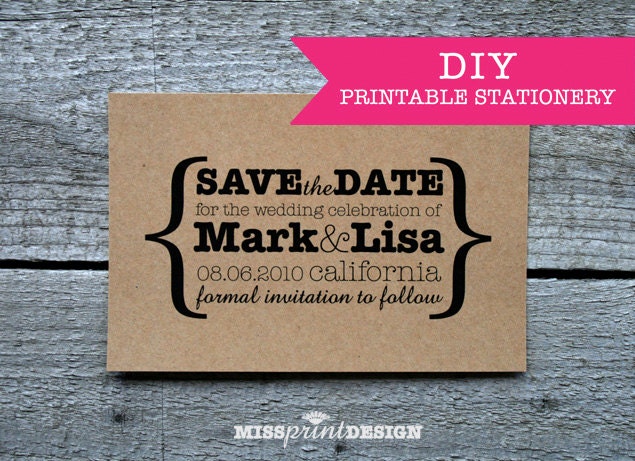 DIY Printable Save the Date - Simple Bold Type