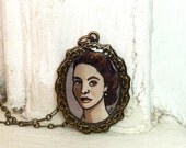 Lady Sybil Portrait  - Original Hand Painted Necklace, Downton Abbey Jewelry  - OOAK Art