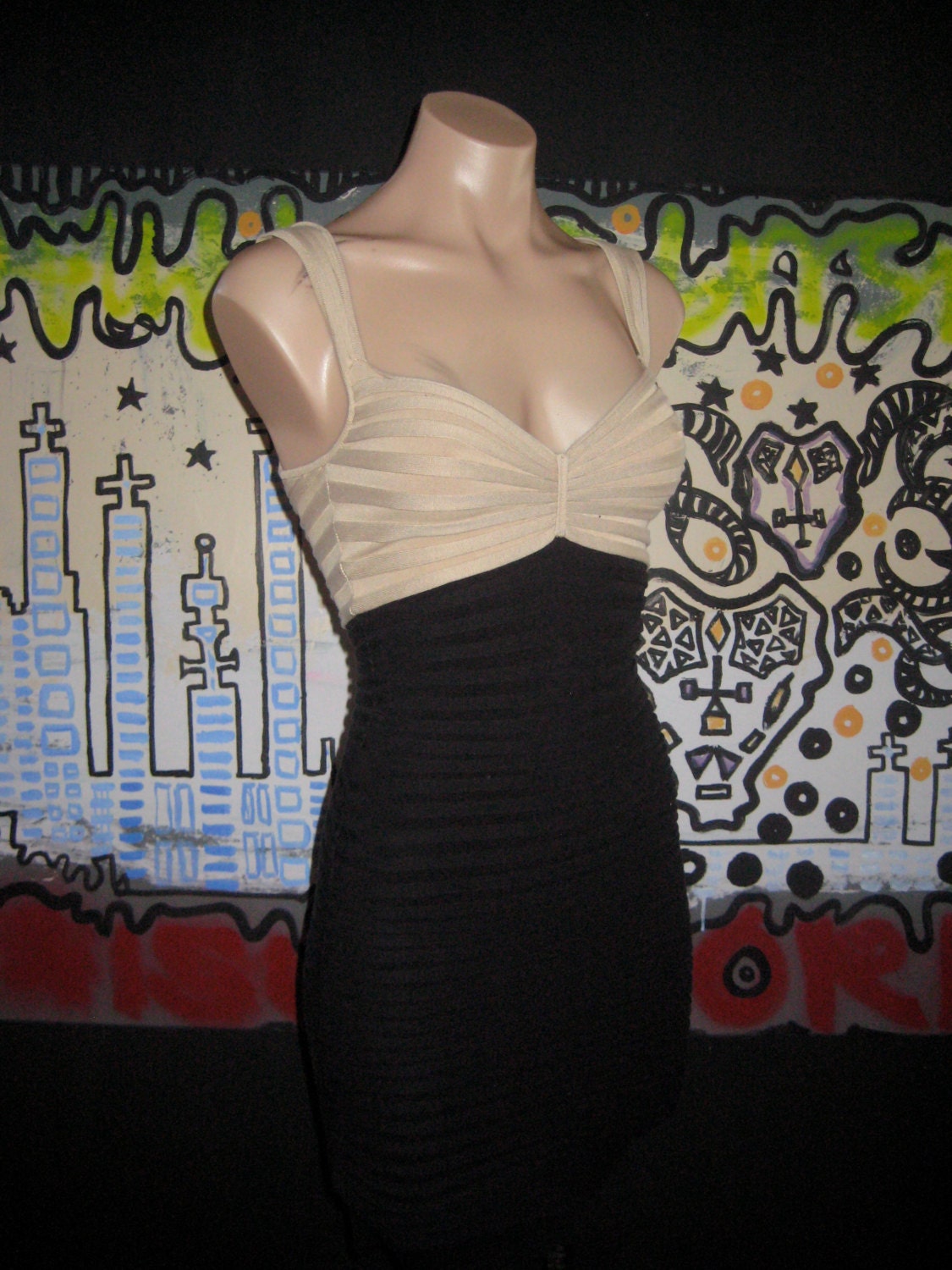 vintage Guess by Marciano black and cream dress