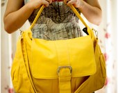 Yellow Messenger bag, Women tote bag, Canvas Bag, Handheld Shoulder Bag, Diaperbag, Laptop Bag, Book Bag, Travel Bag