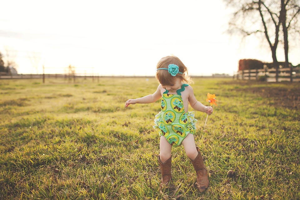 Vintage style sunsuit for little girls, Prairie Rose