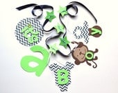 Monkey baby shower decorations navy and lime green it's a boy banner by ParkersPrints on Etsy Il_170x135
