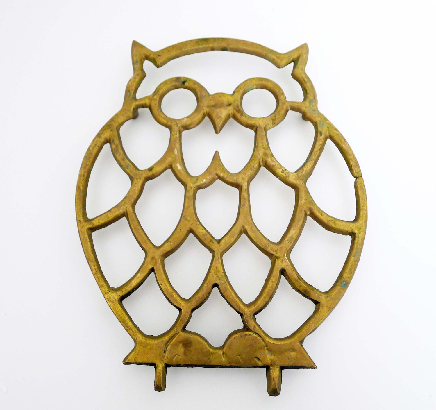 Vintage Brass Owl Trivet