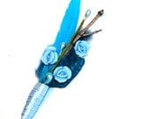 Blue Ceramic Roses Boutonniere