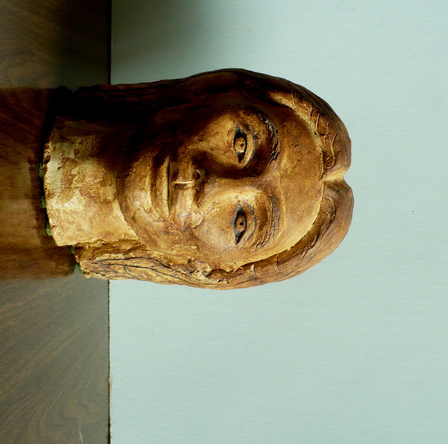 Vintage Sculpture Stoneware Clay Bust Androgynous  Head  signed Dated