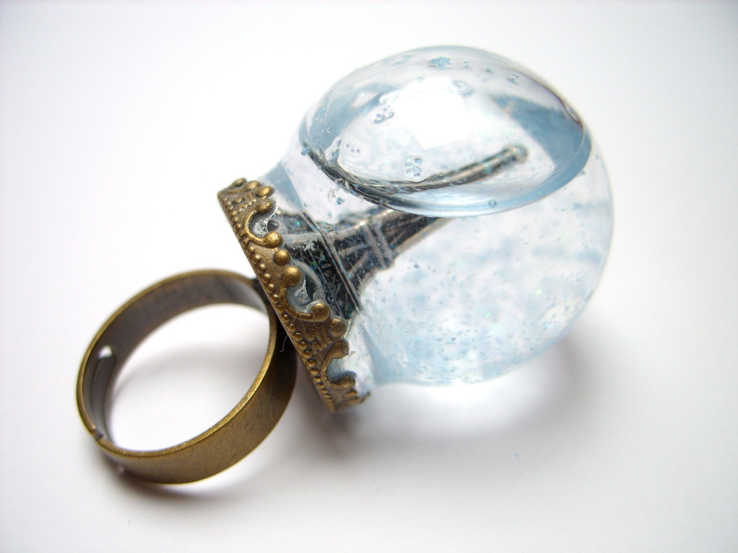 globe ring eiffel tower petit paris glass dome urban city snow globe brocade mini terrarium ring miniature terrarium jewelry