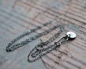 FREE SHIPPING Gun Metal Finish Sterling Silver Cable Chain Necklace Adjustable from 18 inches to 20 inches