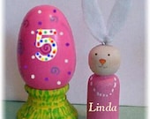 Birthday Cake Topper for Girl with Number Peg doll -Personalized 2pcs Hand Painted