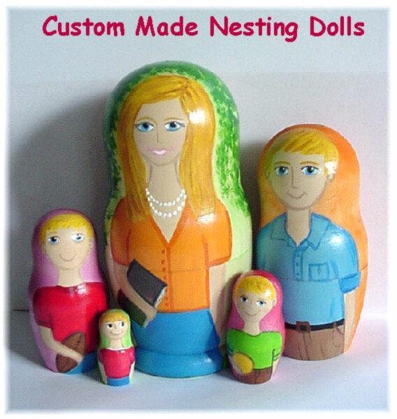 Unique Personalized Gift Ideas for Mom -Custom Order Nesting Dolls FAMILY 4pcs